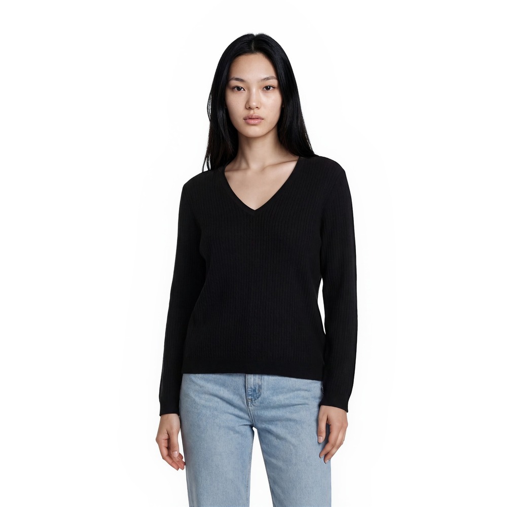 Lauren Ralph Lauren Classic Sweater Women's Size‎ Large Black Ribbed 100% Cotton